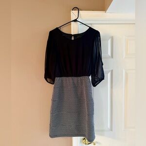 Enfocus Studio Navy Polka Dot Dress - Size: 8